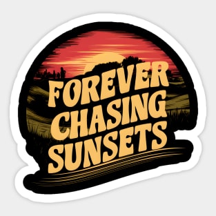 Forever Chasing Sunsets Retro Summer Beach Tropical Summer, Aesthetic Summer Sublimation Sticker